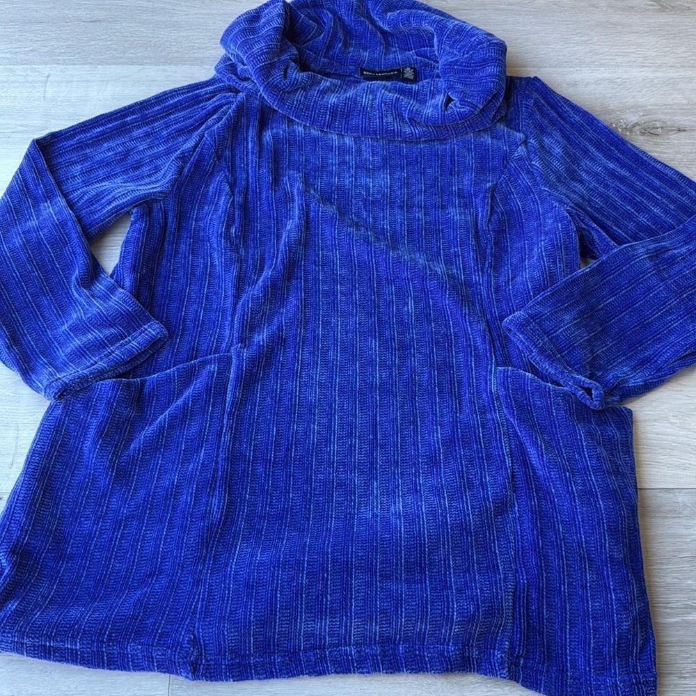 Nina Leonard Long-Sleeve Cowl Neck Sweater Tunic blue size XL NWT in packaging - Picture 3 of 4